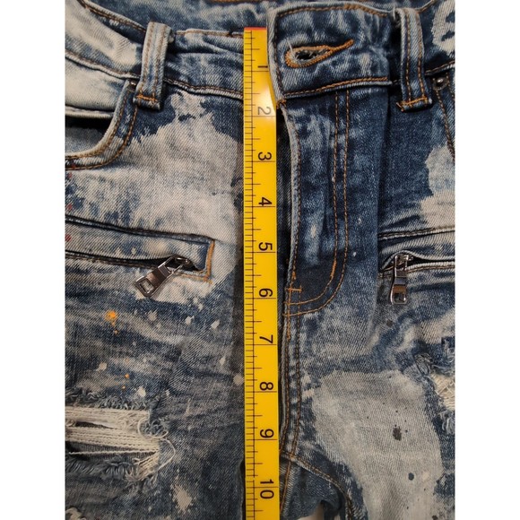 Embellish Jeans Men Tag 32 X 31 Rip Repair Patchwork Distressed Paint Tapered - Picture 10 of 16